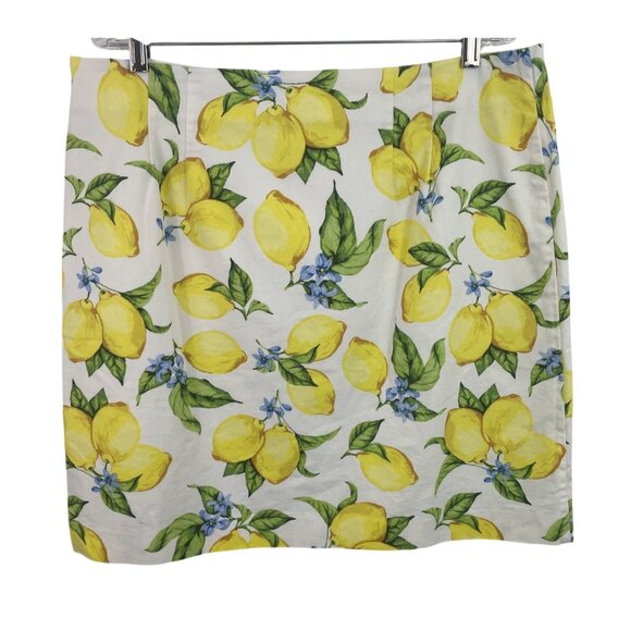 Talbots Textured Lemon Print Cotton Spandex Lined Pencil Skirt Womens Size 16 - Picture 2 of 8